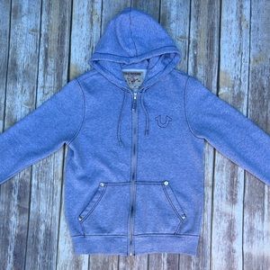 True Religion Big T zip up hoodie size medium